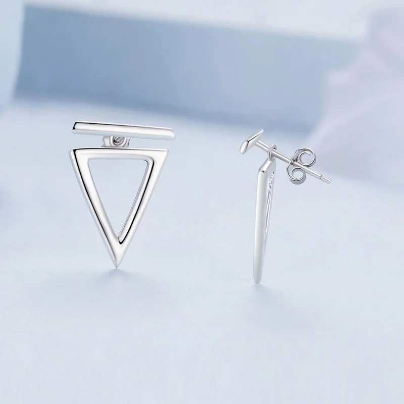 (Bild für) Pandora Style Dreiecks-Stecker Ohrringe - BSE900 - Ansicht 3