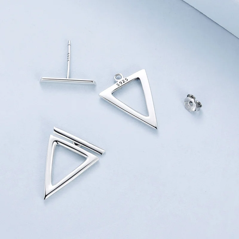 (Bild für) Pandora Style Dreiecks-Stecker Ohrringe - BSE900 - Ansicht 5