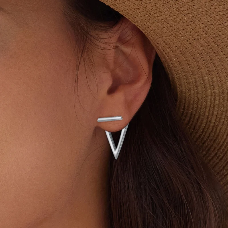 (Bild für) Pandora Style Dreiecks-Stecker Ohrringe - BSE900 - Ansicht 7