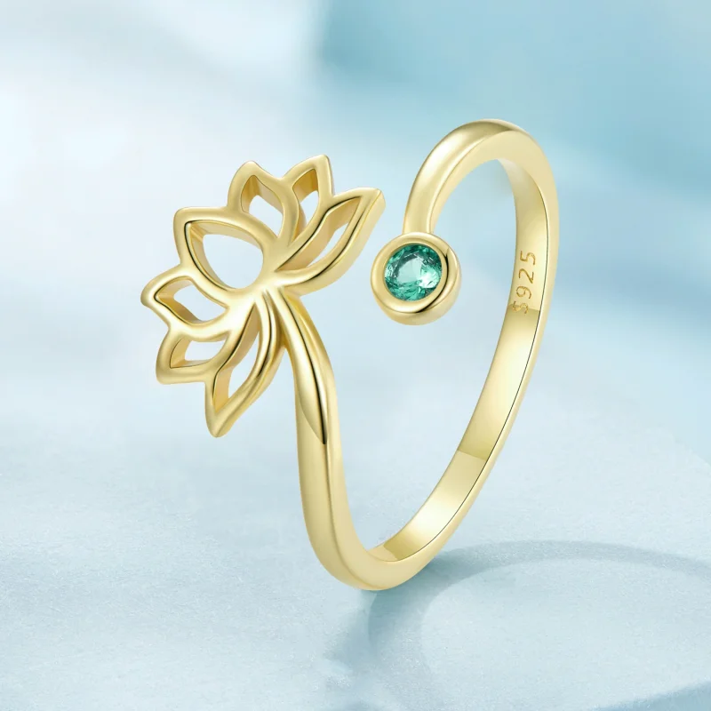 (Bild für) Pandora Style Einfacher Lotus Öffnungsring - SCR821-B - Ansicht 2