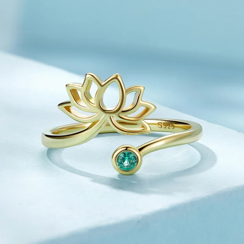 (Bild für) Pandora Style Einfacher Lotus Öffnungsring - SCR821-B - Ansicht 3