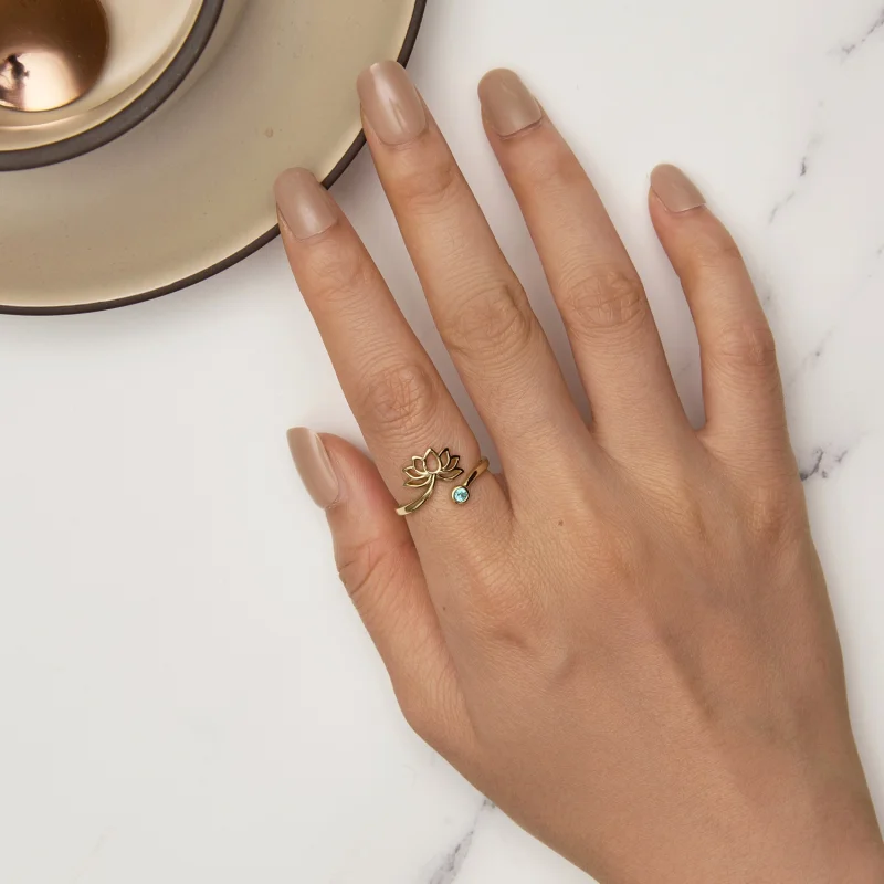 (Bild für) Pandora Style Einfacher Lotus Öffnungsring - SCR821-B - Ansicht 5