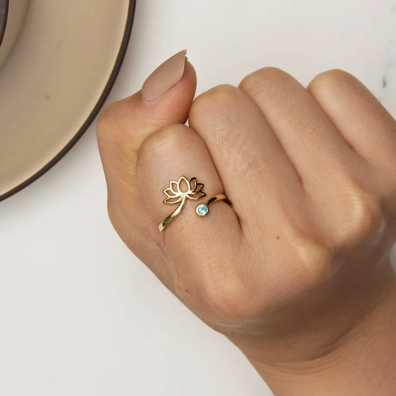(Bild für) Pandora Style Einfacher Lotus Öffnungsring - SCR821-B - Ansicht 6