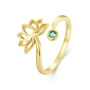 (Bild für) Pandora Style Einfacher Lotus Öffnungsring - SCR821-B