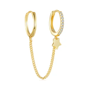 (Bild für) Pandora Style Einzelner Goldener Stern-Ohrring - SCE914-B