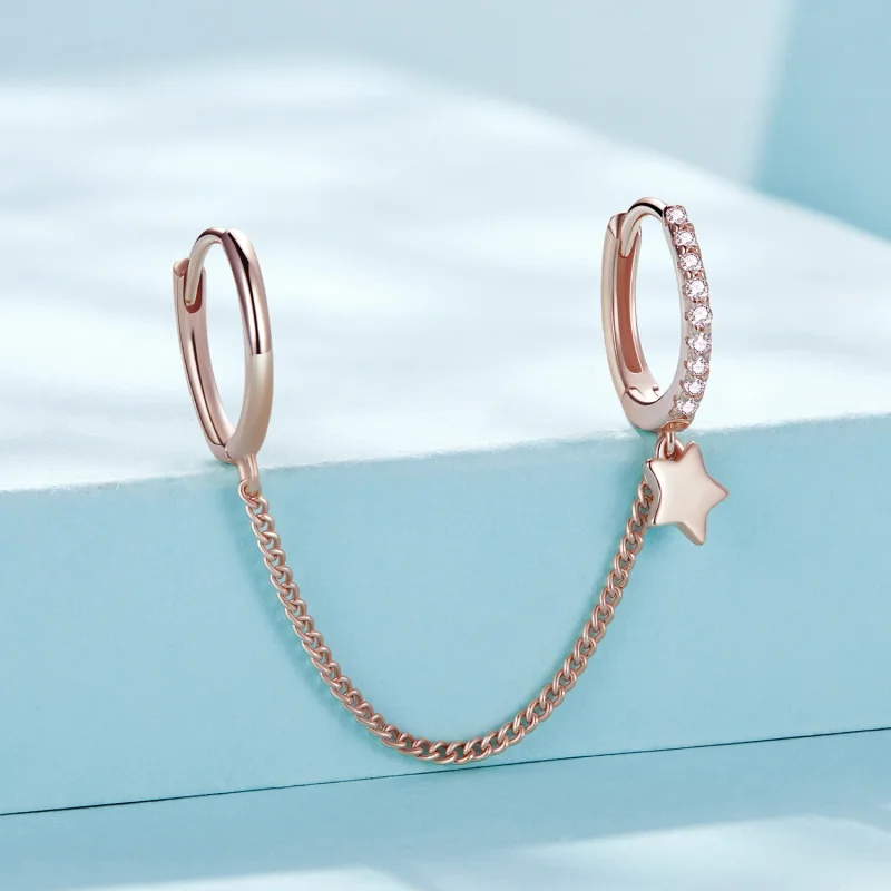 (Bild für) Pandora Style Einzelner Roségold Stern Ohrring - SCE914-C - Ansicht 2