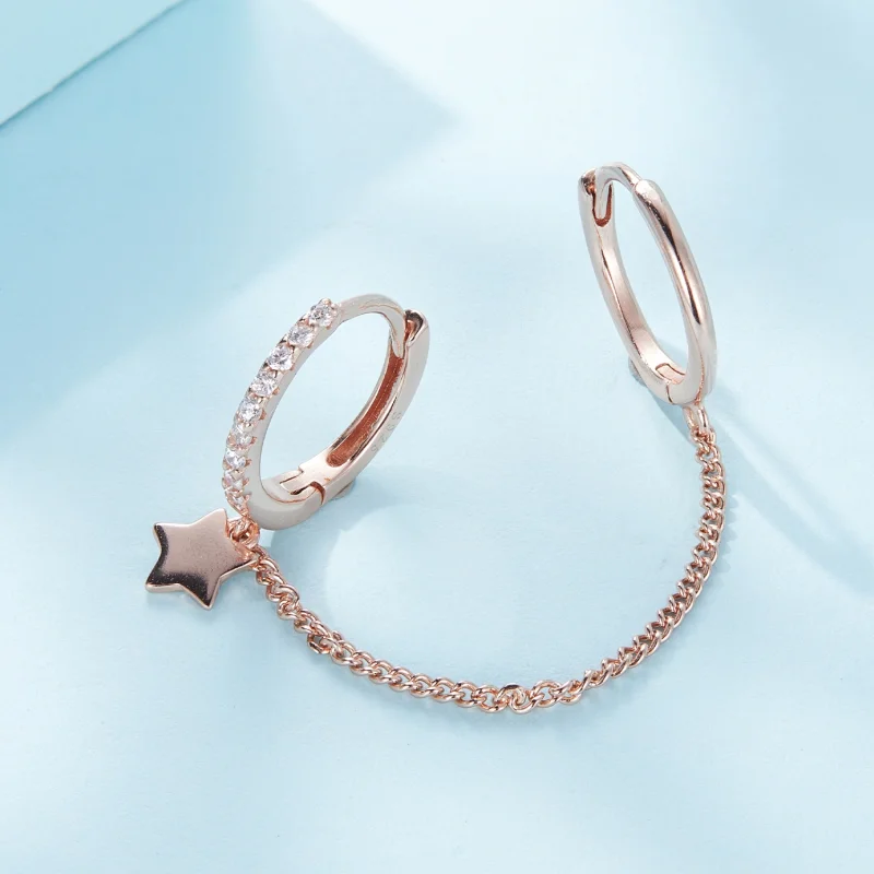 (Bild für) Pandora Style Einzelner Roségold Stern Ohrring - SCE914-C - Ansicht 3