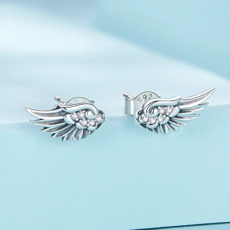 (Bild für) Pandora Style Engel-Flügel Stecker Ohrringe - SCE1579 - Ansicht 2