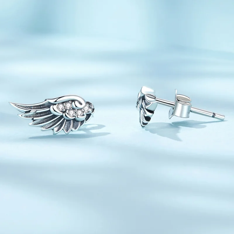 (Bild für) Pandora Style Engel-Flügel Stecker Ohrringe - SCE1579 - Ansicht 3