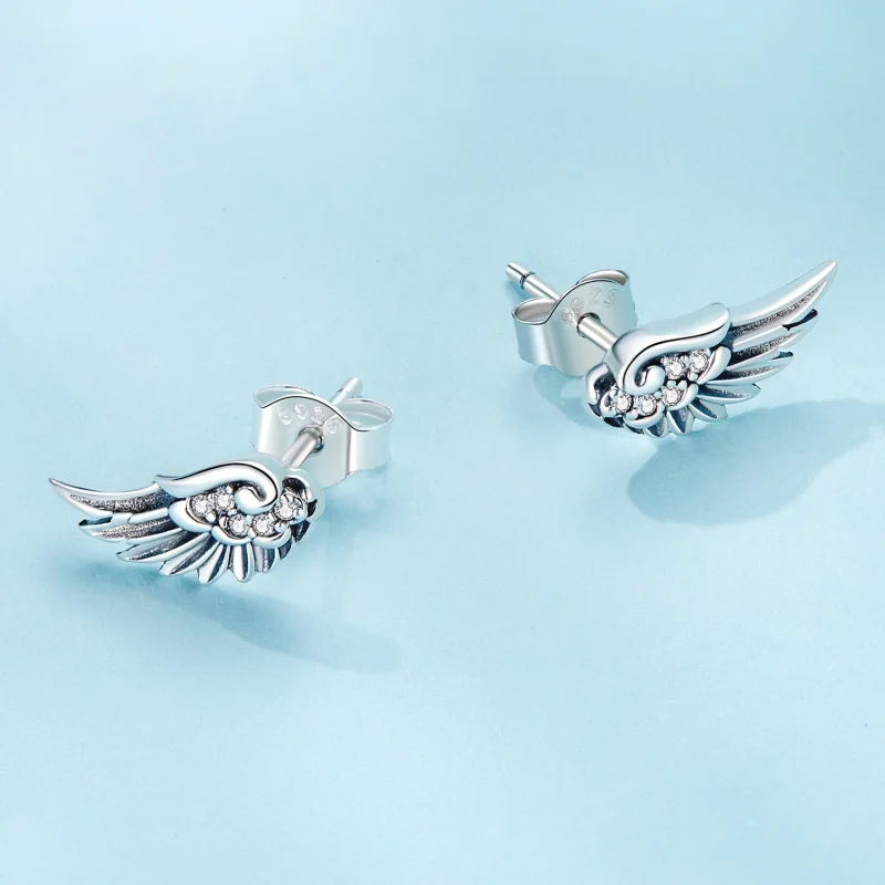 (Bild für) Pandora Style Engel-Flügel Stecker Ohrringe - SCE1579 - Ansicht 4