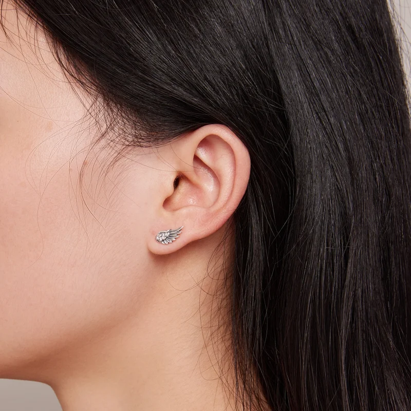 (Bild für) Pandora Style Engel-Flügel Stecker Ohrringe - SCE1579 - Ansicht 6