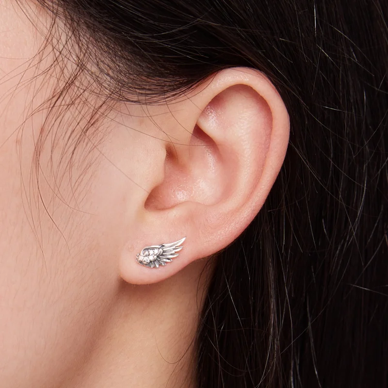 (Bild für) Pandora Style Engel-Flügel Stecker Ohrringe - SCE1579 - Ansicht 7