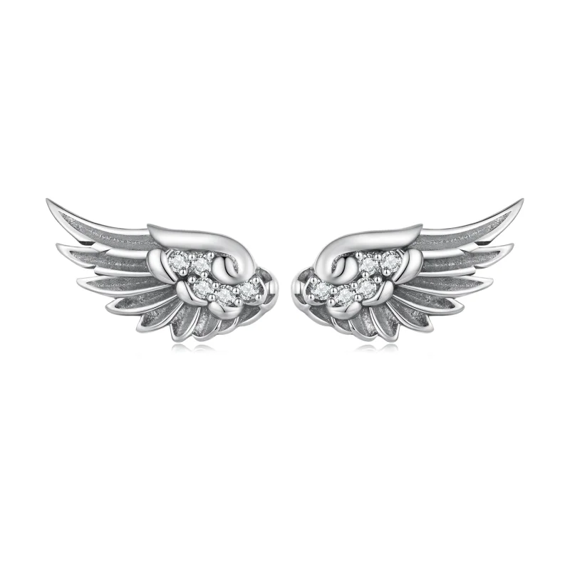 (Bild für) Pandora Style Engel-Flügel Stecker Ohrringe - SCE1579 - Ansicht 8