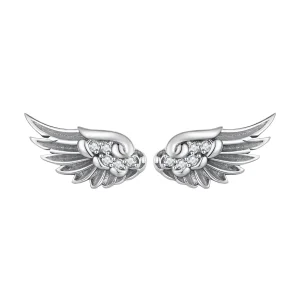 (Bild für) Pandora Style Engel-Flügel Stecker Ohrringe - SCE1579