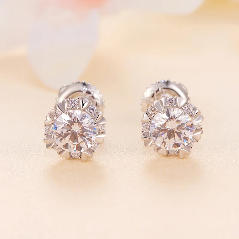 (Bild für) Pandora Style Exquisite Moissanite Steckerohrringe (Zwei Zertifikate) - MSE017 - Ansicht 2