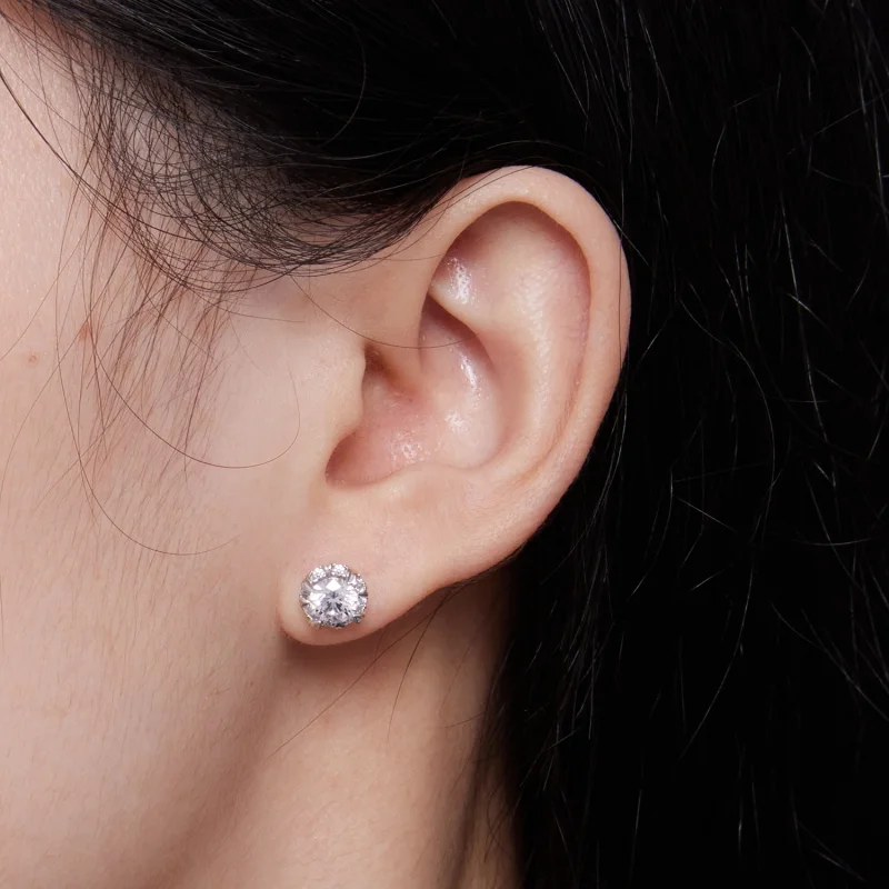 (Bild für) Pandora Style Exquisite Moissanite Steckerohrringe (Zwei Zertifikate) - MSE017 - Ansicht 5