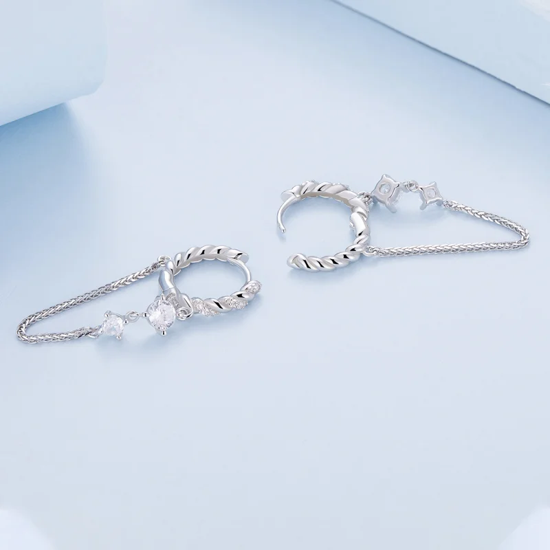 (Bild für) Pandora Style Exquisite Tassel Hoop Earrings - BSE822 - Ansicht 3