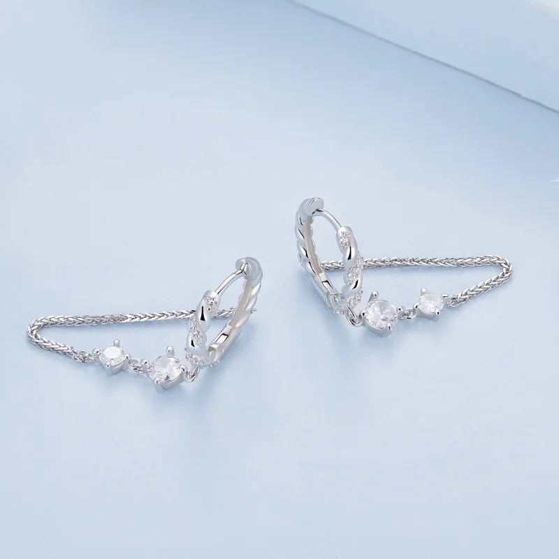(Bild für) Pandora Style Exquisite Tassel Hoop Earrings - BSE822 - Ansicht 4