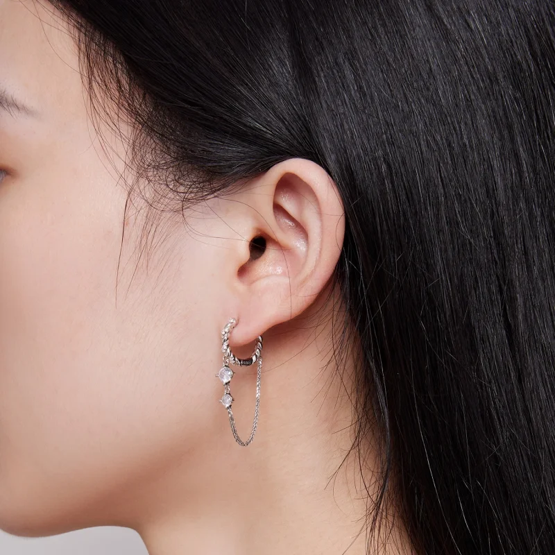(Bild für) Pandora Style Exquisite Tassel Hoop Earrings - BSE822 - Ansicht 5