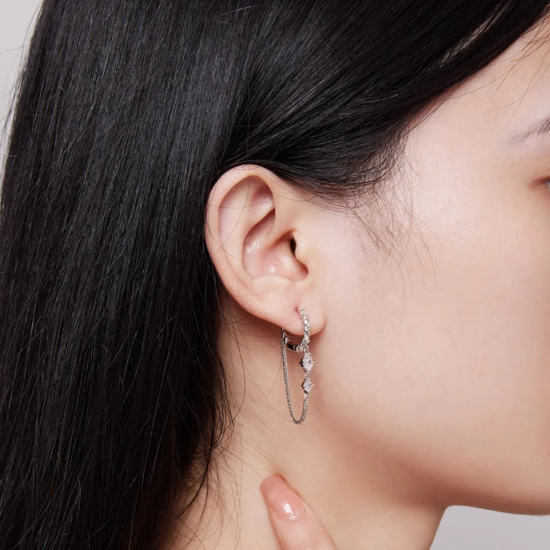(Bild für) Pandora Style Exquisite Tassel Hoop Earrings - BSE822 - Ansicht 6