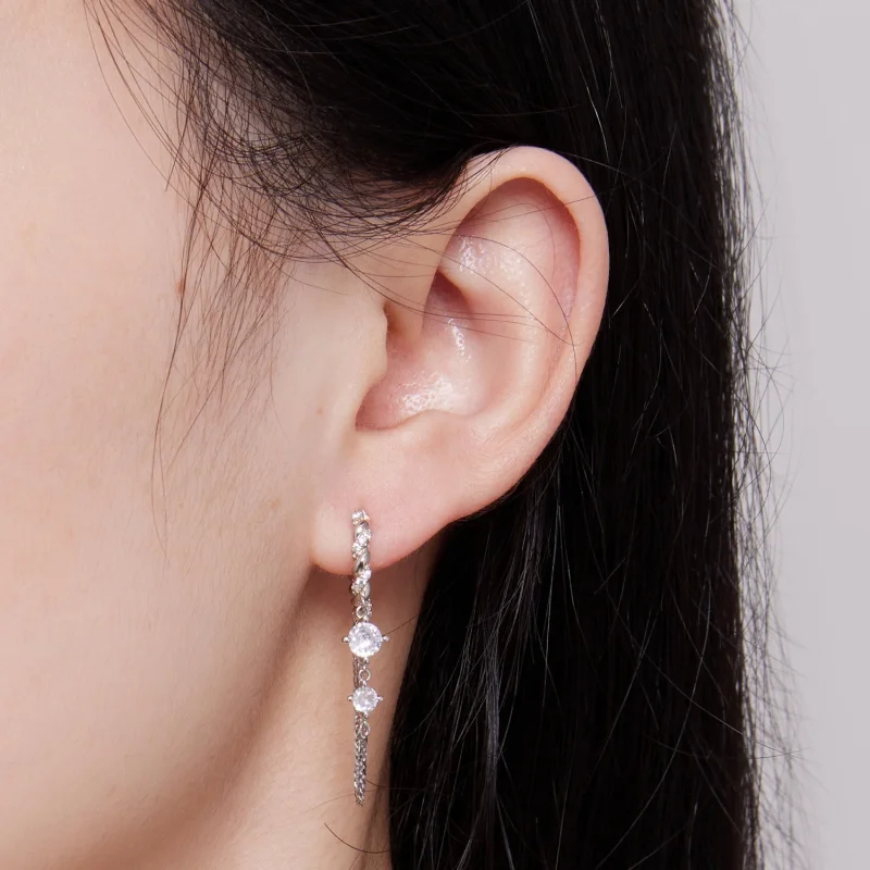 (Bild für) Pandora Style Exquisite Tassel Hoop Earrings - BSE822 - Ansicht 7