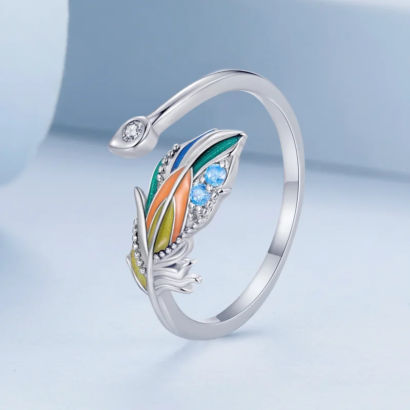 (Bild für) Pandora Style Feder Offener Ring - BSR469-E - Ansicht 2