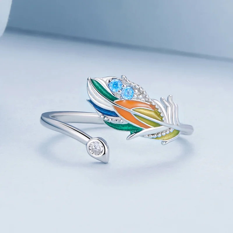 (Bild für) Pandora Style Feder Offener Ring - BSR469-E - Ansicht 3