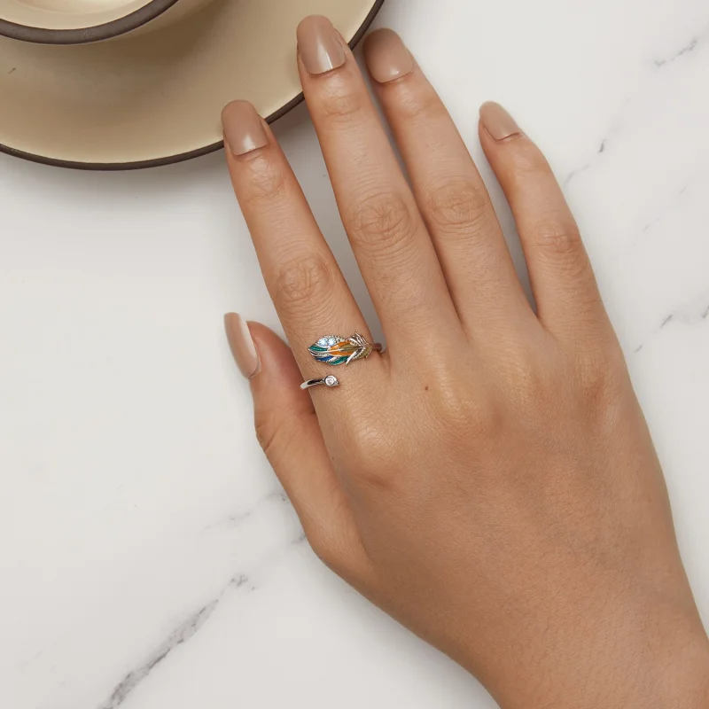 (Bild für) Pandora Style Feder Offener Ring - BSR469-E - Ansicht 5