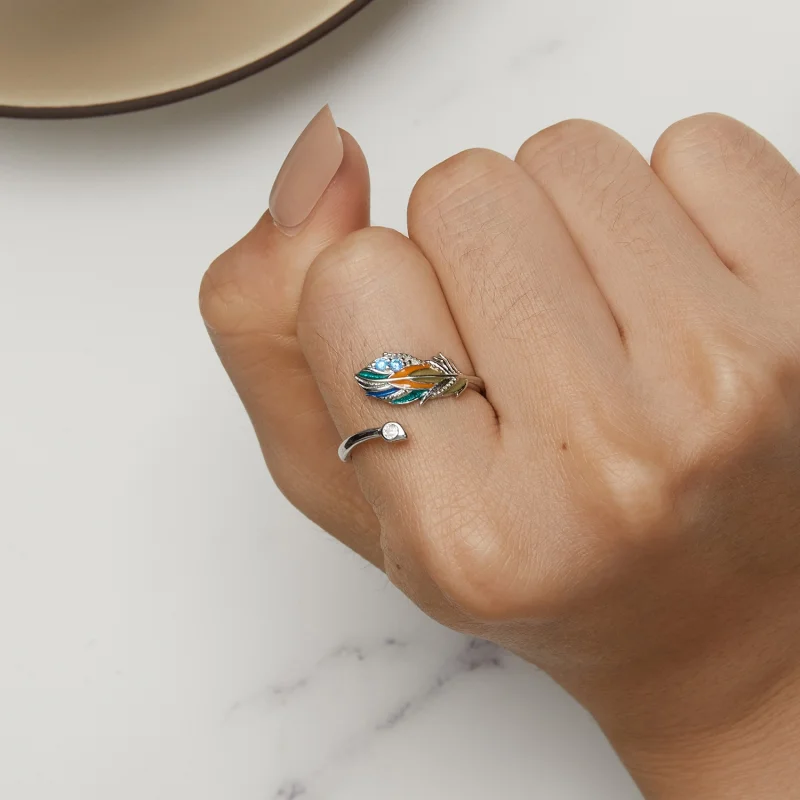 (Bild für) Pandora Style Feder Offener Ring - BSR469-E - Ansicht 6