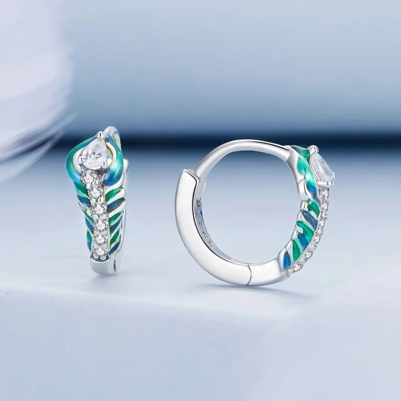 (Bild für) Pandora Style Feder-Ohrringe - BSE882 - Ansicht 2