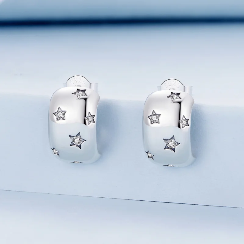 (Bild für) Pandora Style Flash Star Steckerohrringe - BSE884 - Ansicht 2