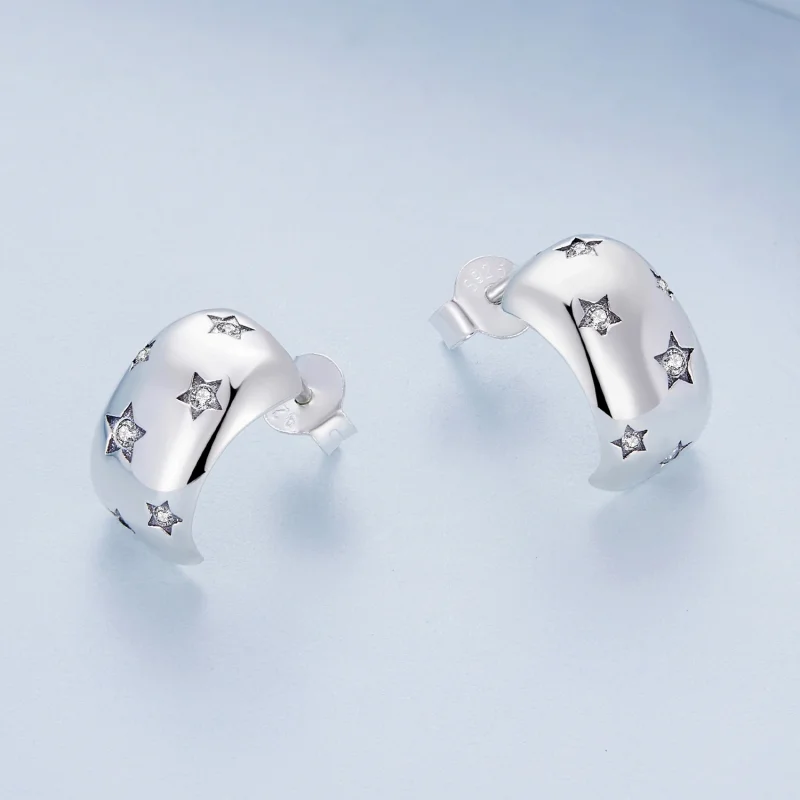 (Bild für) Pandora Style Flash Star Steckerohrringe - BSE884 - Ansicht 3