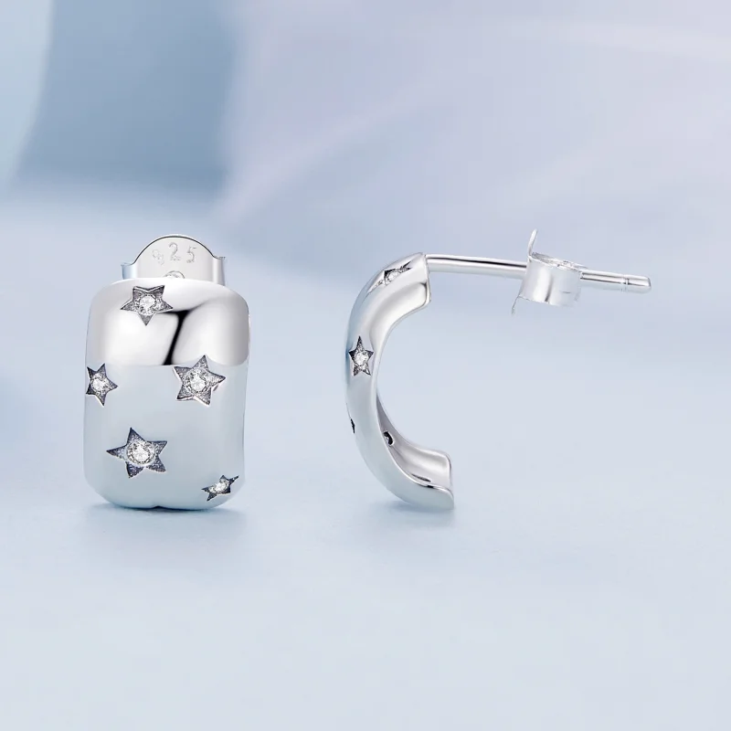 (Bild für) Pandora Style Flash Star Steckerohrringe - BSE884 - Ansicht 4
