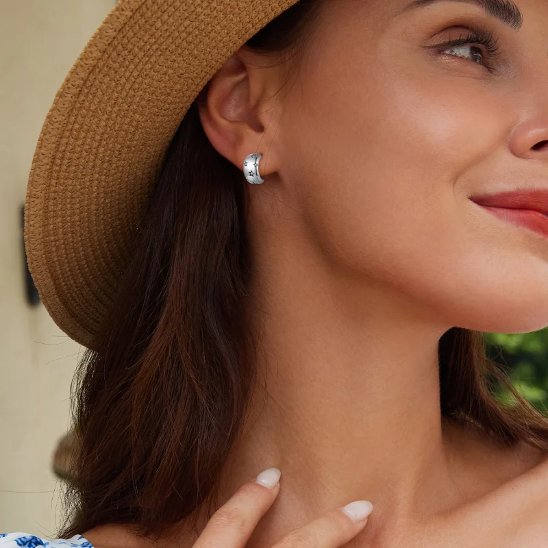 (Bild für) Pandora Style Flash Star Steckerohrringe - BSE884 - Ansicht 5