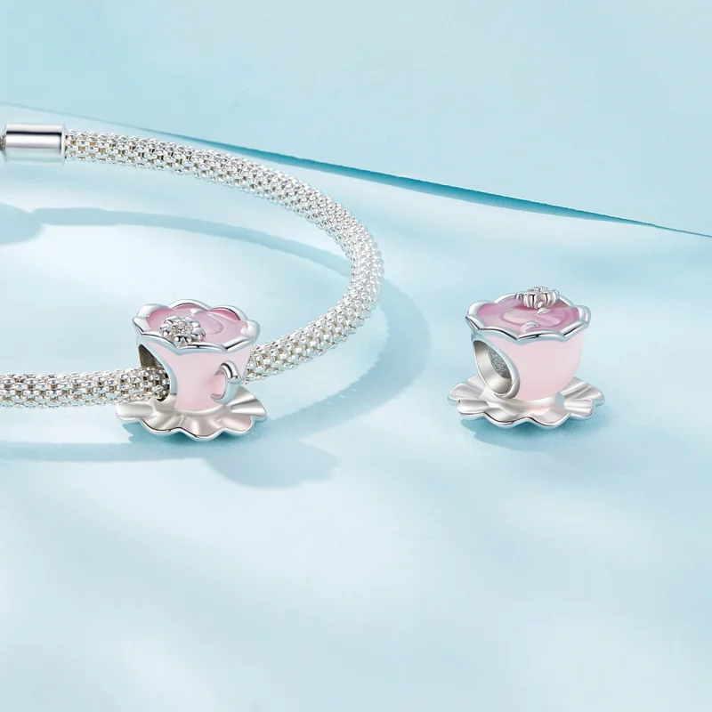 (Bild für) Pandora Style Flower Tea Cup Charm - SCC2563 - Ansicht 4