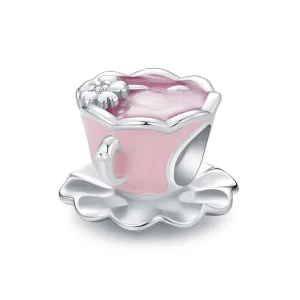 (Bild für) Pandora Style Flower Tea Cup Charm - SCC2563