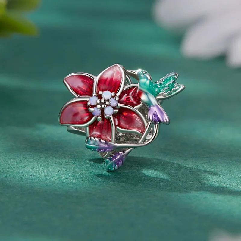 (Bild für) Pandora Style Flowers and Birds Charm - BSC787 - Ansicht 2