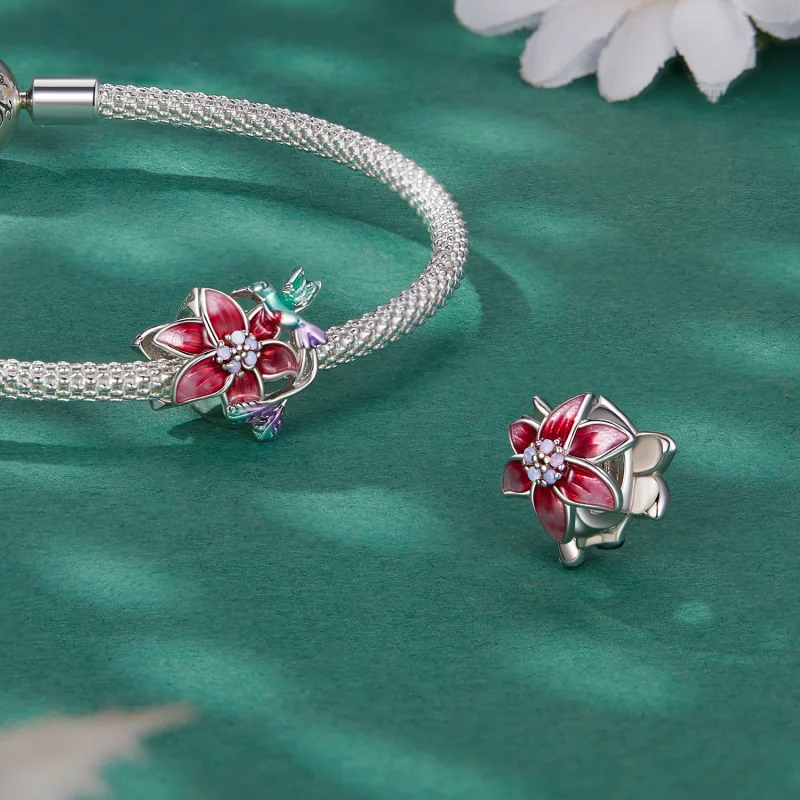 (Bild für) Pandora Style Flowers and Birds Charm - BSC787 - Ansicht 4