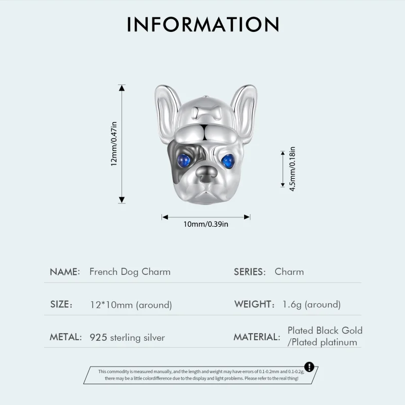 (Bild für) Pandora Style Französische Bulldogge Charm - SCC2588 - Ansicht 4