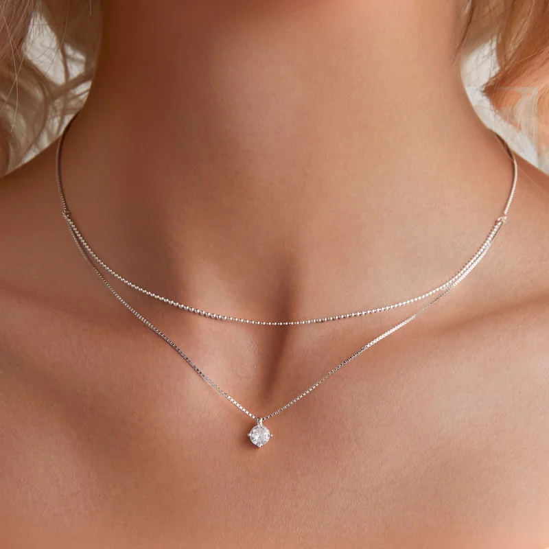 (Bild für) Pandora Style Glänzende Doppelschicht Halskette - BSN358 - Ansicht 5