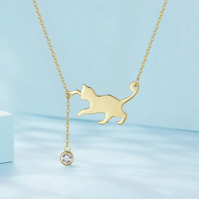 (Bild für) Pandora Style Golden Naughty Kitten Halskette - SCN232-B - Ansicht 2