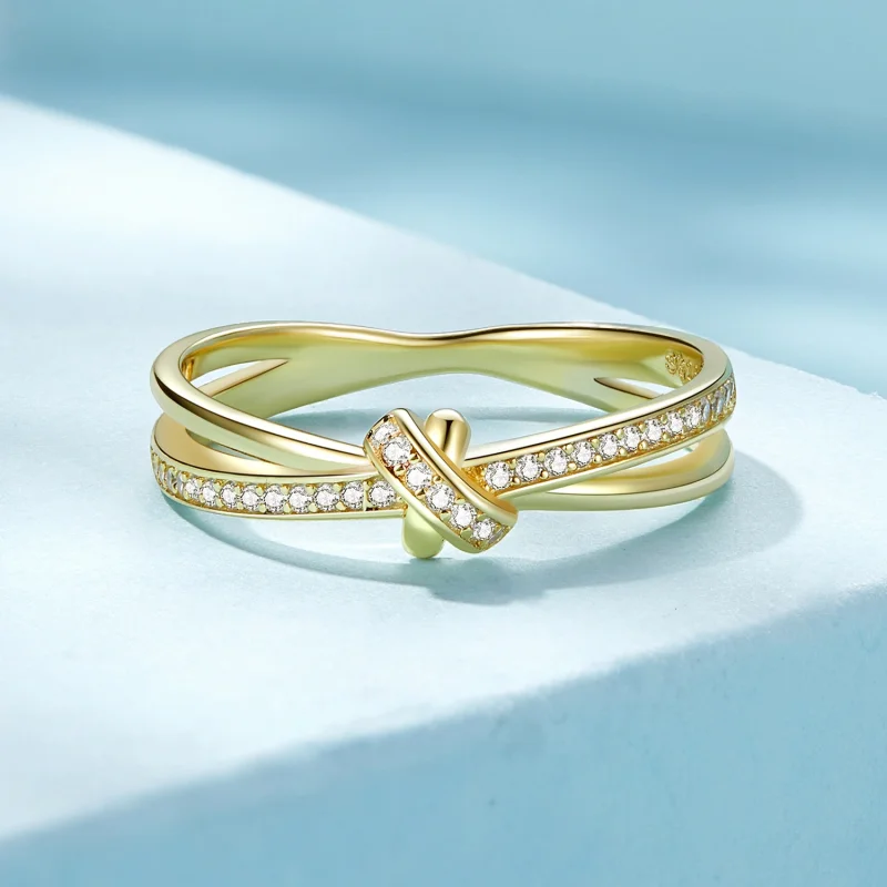 (Bild für) Pandora Style Goldener Knoten Ring - SCR896-B - Ansicht 3