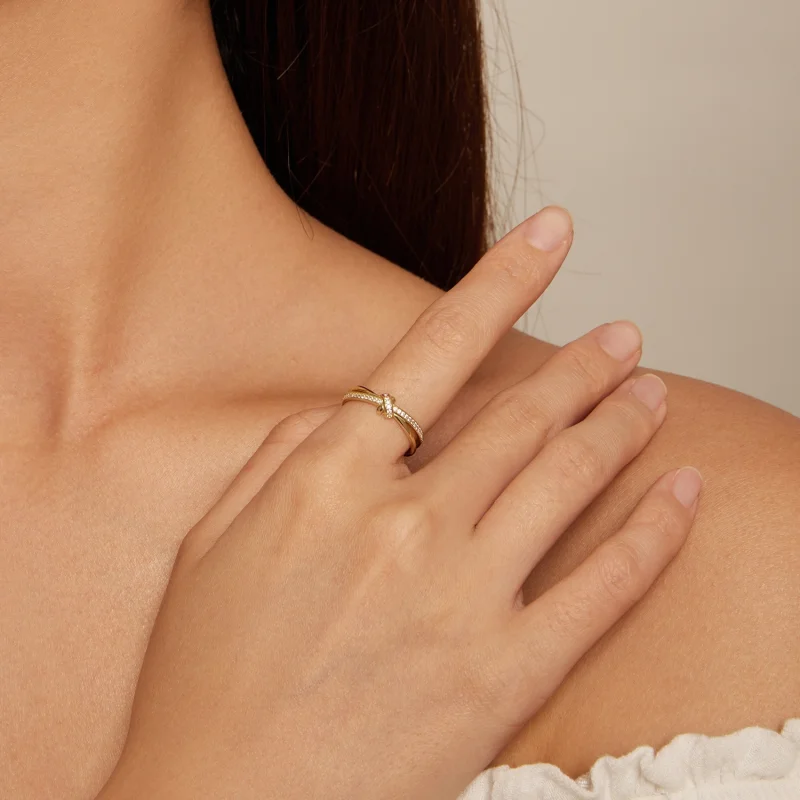 (Bild für) Pandora Style Goldener Knoten Ring - SCR896-B - Ansicht 4