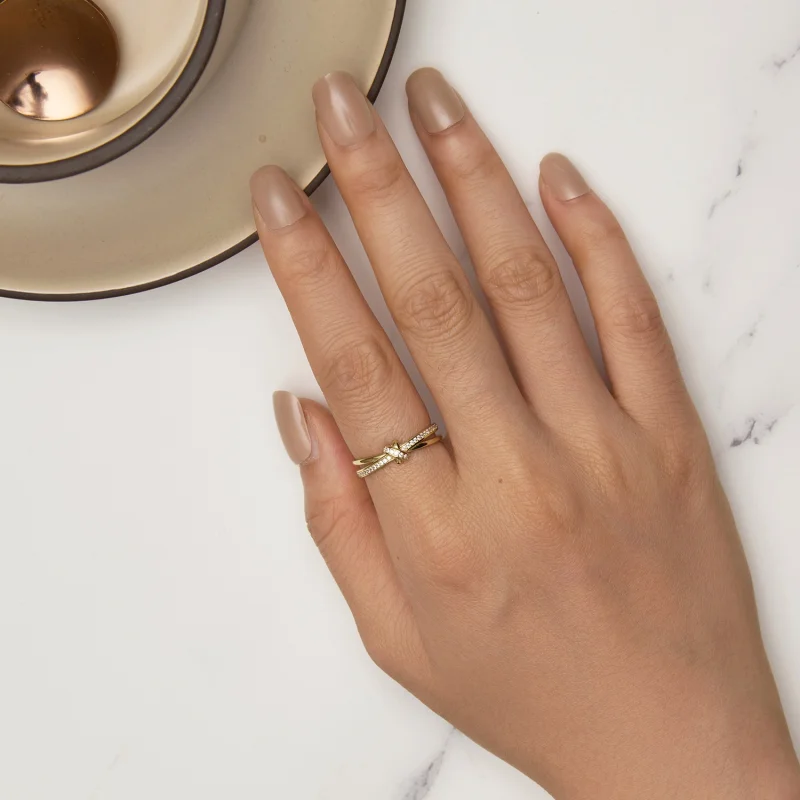 (Bild für) Pandora Style Goldener Knoten Ring - SCR896-B - Ansicht 5