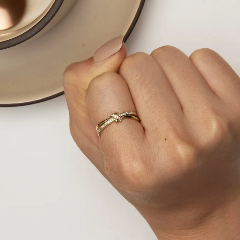 (Bild für) Pandora Style Goldener Knoten Ring - SCR896-B - Ansicht 6