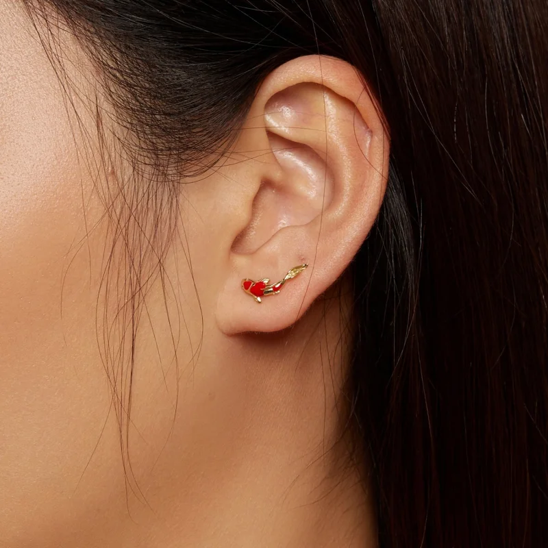 (Bild für) Pandora Style Goldener Koi-Silber Stecker Ohrringe - SCE812-B - Ansicht 5