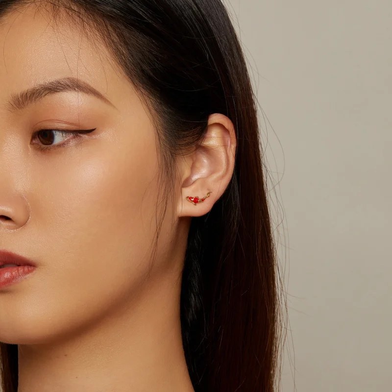 (Bild für) Pandora Style Goldener Koi-Silber Stecker Ohrringe - SCE812-B - Ansicht 6