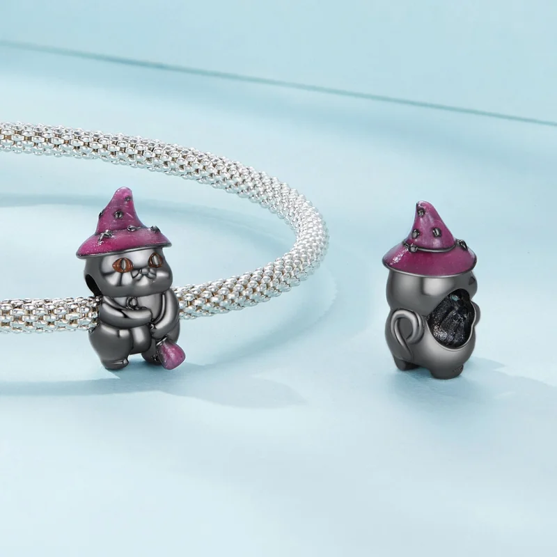 (Bild für) Pandora Style Halloween Hexenkatze-Anhänger - SCC2625 - Ansicht 4