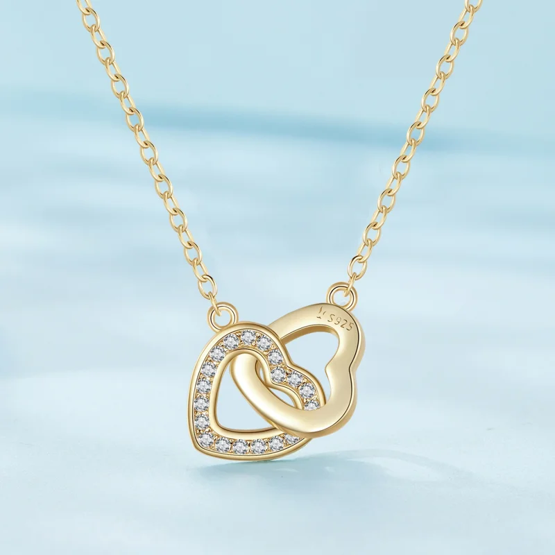 (Bild für) Pandora Style Heart To Heart-925 Silber Halskette - SCN181-B - Ansicht 2
