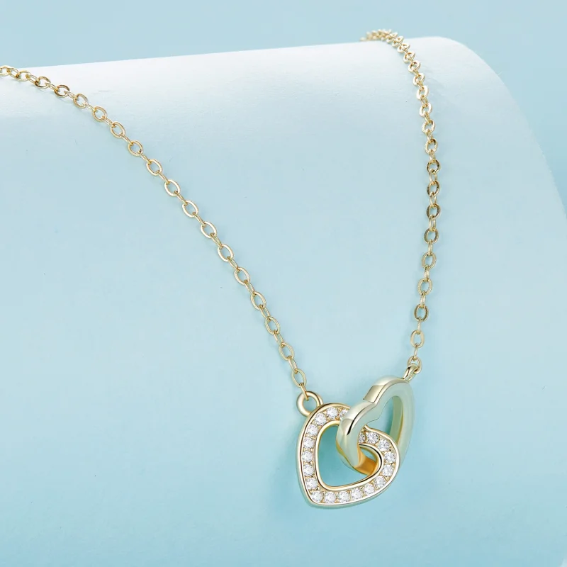 (Bild für) Pandora Style Heart To Heart-925 Silber Halskette - SCN181-B - Ansicht 3
